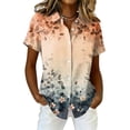 thumbnail image 2 of Hawaiian Shirts Women Hawaii Tshirt Cool Floral Tropic Print Graphic Tees Tops Button Up Summer Vacation Shirt Beige 2XL, 2 of 5