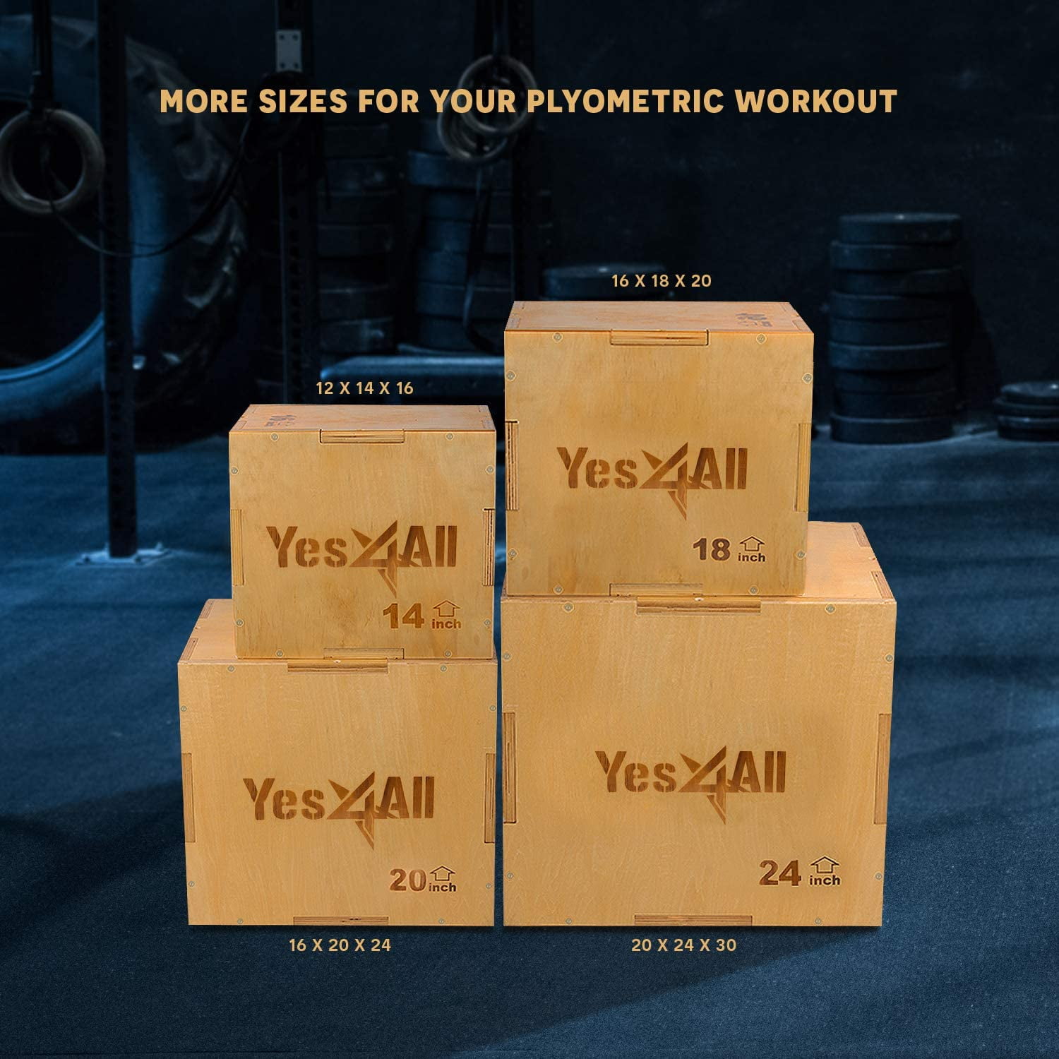 Plyometric Box Platform for Home Gym and Outdoor Workout Yes4All 3 in 1 Wooden Plyo Box 