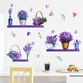 thumbnail image 2 of Adhesivos de pared románticos con estampado floral de lavanda y mariposas moradas, 2 of 4