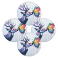 thumbnail image 6 of Round Plate Mat 15.4x15.4 Inchesx4 Placemat Table Mat Kitchen Mat Coffee Mat Fabric Thick, Strong Wear-Resistant, Heat Resistance Colored Deer Butterfly, 6 of 7