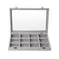 thumbnail image 2 of Velvet Jewelry Tray,24 Grid Jewelry Organizer with Clear Lid,Earring Holder Organizer with Clasp,Drawer Insert Rings Pendants Brooches,13.8 x 9.5 x 2 Inches,Gift for Women Girls(Black), 2 of 6