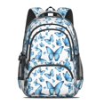 thumbnail image 2 of Blue Butterfly Pattern Cute School Backpack Bag with Padded Back and Adjustable Shoulder Straps 16.9 X 12.6 X 5.9 Inches, 2 of 5