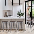thumbnail image 4 of Alunaune 24" Metal Counter Height Bar Stools Set of 4 Industrial Backless Kitchen Patio Counter Stool Stackable Barstools Wood Top- 24inch, Silver, 4 of 4