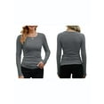 thumbnail image 2 of Womens Ribbed Long Sleeve Crewneck Casual Slim Basic Shirts Fitted Knit Tops Dark Gray XXL, 2 of 6