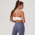 thumbnail image 5 of Women's Scoop Neck Sports Bra with Thin Straps Smooth Stretch Fabric Removable Pads Low Impact Support - Medium, White, 5 of 7