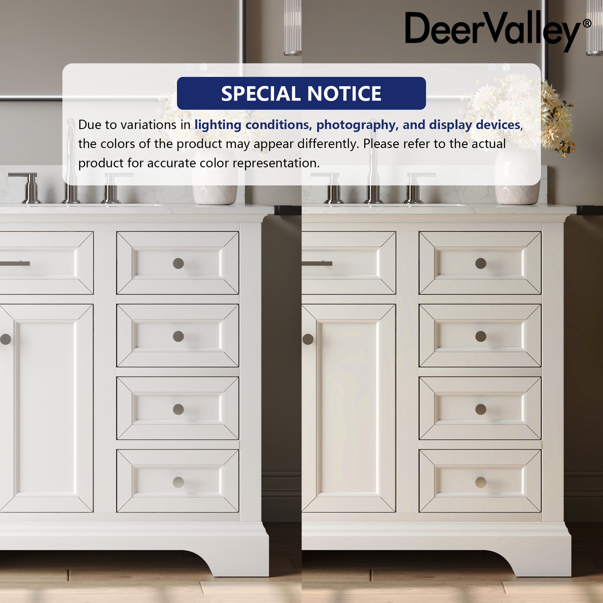 DeerValley Heritage 36" Pre-Assembled Bathroom Vanity Set with Ceramic Sink, White Cabinet & 3.9" Backsplash, DV-1BV0155W