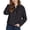 Black, variant on Soft Brushed Collared Zip Up Jacket for Women, Chest Pockets Long Sleeve, Elegant Casual Fall Outerwear, 1 Piece, XS-L