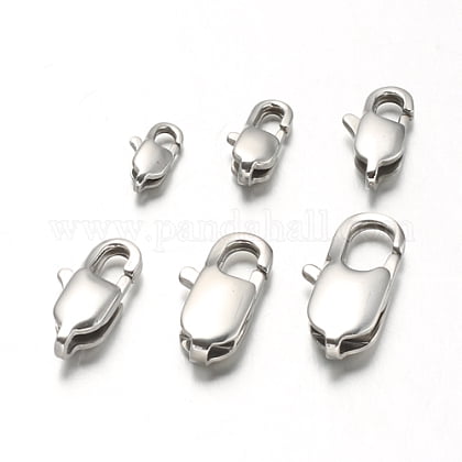 Resistant 304 Stainless Steel Lobster Claw Clasps 13x7x3.5mm Hole: 1mm Stainless Steel Color