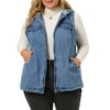 MODA NOVA Juniors Plus Size Hoodie Vest Zipper Up Pocket Denim Sleeveless Jacket Blue 5X