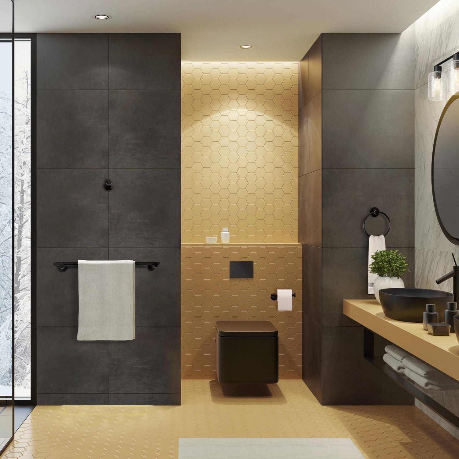 Napoli 4-Piece Matte Brass Bathroom Hardware Accessory Kit