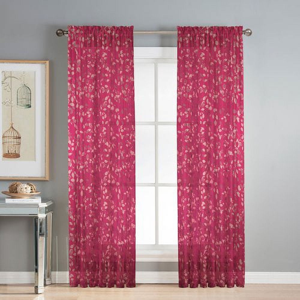 Pinehurst Printed Sheer Extra Wide 54 x 84 in. Rod Pocket Curtain Panel