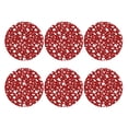 thumbnail image 2 of Pofeuu Red Christmas Cheer. Print Leather Coasters Set of 6, Round Cups Mugs Mat Pad for Home Kitchen Heat Resistant Drink Coasters,Round Shape, 2 of 7