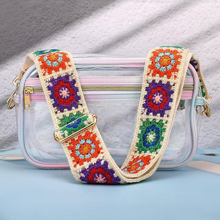 Flower Purse Strap Replacement Embroidery Crossbody Shoulder Strap for Handbag Canvas Purse Extender Accessories
