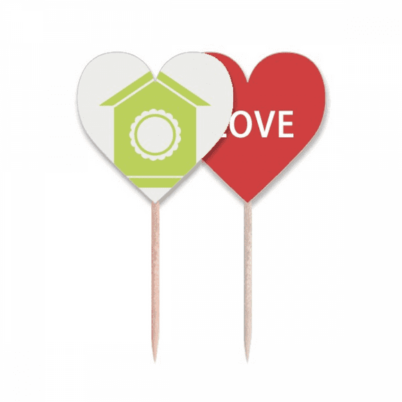 Green Nest Cartoon Art Deco Fashion Toothpick Flag LOVE Heart Lable Cupcake Pick