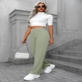 thumbnail image 7 of LYMAYTER S-2XL Fashion Pants for Women Casual High Waist Leg Pants Stretchy Button Business Work Trousers, 7 of 7