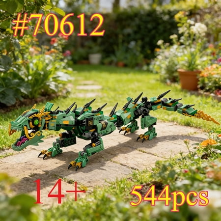 544PCS Green Mechanical Dragon Building Blocks Set, Compatible with Classic Bricks, STEM Educational Construction Toy, Ideal Birthday Gift for Kids