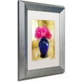 thumbnail image 2 of Trademark Fine Art "Pink Carnations in Cobalt Blue Vase" Canvas Art by Lois Bryan White Matte, Silver Frame, 2 of 4