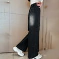thumbnail image 5 of YunPes Girls Star Baggy Jeans Wide Straight Leg High Elastic Waisted Denim Pants Trendy Y2K Boyfriend Skater Streetwear Denim Jeans, 5 of 9