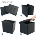 thumbnail image 3 of LotFancy 13 in Faux Leather Storage Ottoman Cube,Square Foot Stool Ottoman with Storage,Black, 3 of 8