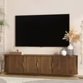 thumbnail image 7 of SESSLIFE 67" Fluted TV Stand for TVs up to 75", Modern Entertainment Center with Storage Cabinet and Sliding Tambour Doors, Curved Media Console for Living Room, Brown, 7 of 7