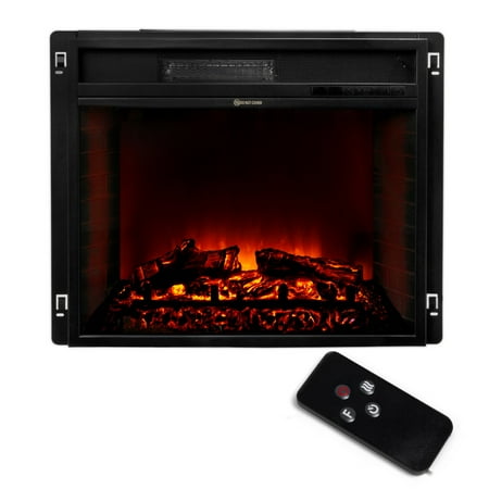 23" Electric Fireplace Heater Insert flat Glass Panel with Remote Black - Walmart.com