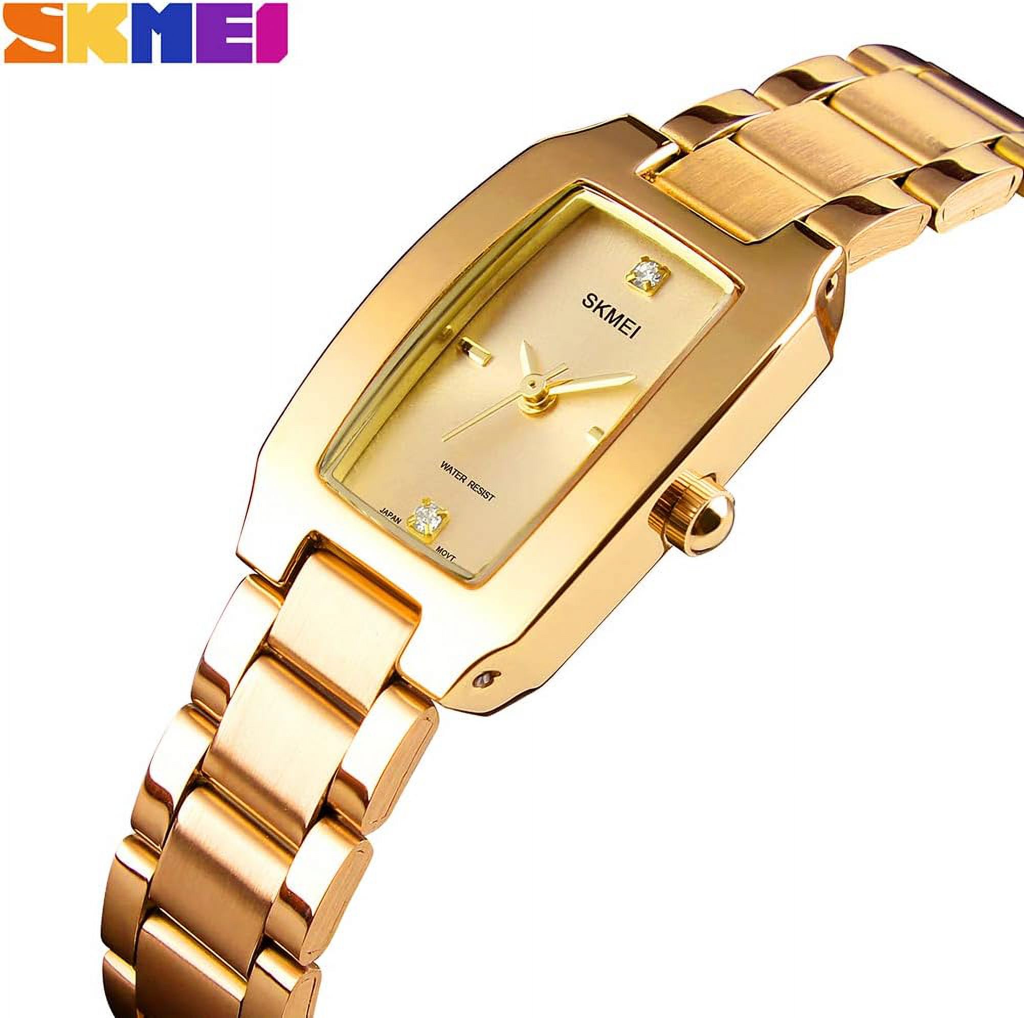 Watches for Women Ladies Female Diamond Square Stainless Luxury Fashion Small Slim Analog Quartz Waterproof Dress Casual Simple Wife Gifts Wrist Watch