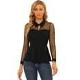 thumbnail image 1 of Blusa De Manga Larga De Malla Transparente Para Mujer Negro XL, 1 of 6