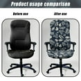 thumbnail image 4 of Renewold Palm Leaf Dark Blue Office Computer Chair Cover Non-slip Decorative Boss Rotating Office Chair Cover Desk Computer Chair Cover with Elastic Bottom, L, 4 of 7