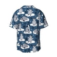 thumbnail image 5 of Uemuo Snow Penguin Pattern Cotton Linen Short Sleeve Shirts,Casual Lightweight Button Down Shirts,Vacation Beach Summer Tops-Medium, 5 of 7