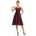 thumbnail image 5 of IBTOM CASTLE Women Vintage Polka Dots Spaghetti Strap Dress 1950s Rockabilly Cocktail Tea Party Homecoming Swing Dresses L Red + Black, 5 of 8