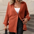 thumbnail image 2 of JINMGG V Neck Sweaters for Women Fall Winter Clearance,Women's Fashion Knit V Neck Single Breasted Solid Color Knit Cardigan Loose Sweater, 2 of 8
