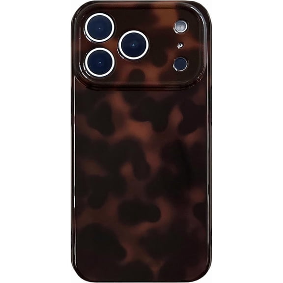 Aesthetic Tortoise Shell Phone Case for iPhone 17 Pro Max 6.9in,Retro Cool Girl Leopard Print Brown Amber Trendy Full Camera Protective Cover 17promax 6.9"