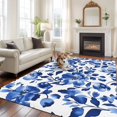 thumbnail image 2 of Spring Floral Area&nbsp;Rug 6x9ft Watercolor Gradient Blue Flower Leaves Rustic Farmhouse Non-Slip&nbsp;Washable Square&nbsp;Rugs Soft Felt Indoor Floor Mat for Bedroom Kitchen Living Room Bathroom, 2 of 9