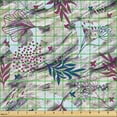 thumbnail image 2 of Ambesonne Floral Fabric by the Yard Upholstery, Grunge Leafy Pattern Meadow, 1 Yard, Soft Blue Indigo and Plum, 2 of 5