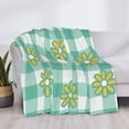 thumbnail image 6 of YFYANG Lightweight Warm Flannel Blanket, Green Plaid Floral Pattern Throw Blanket for Bed, Sofa, Travel, Camping, 50"x40", 6 of 7