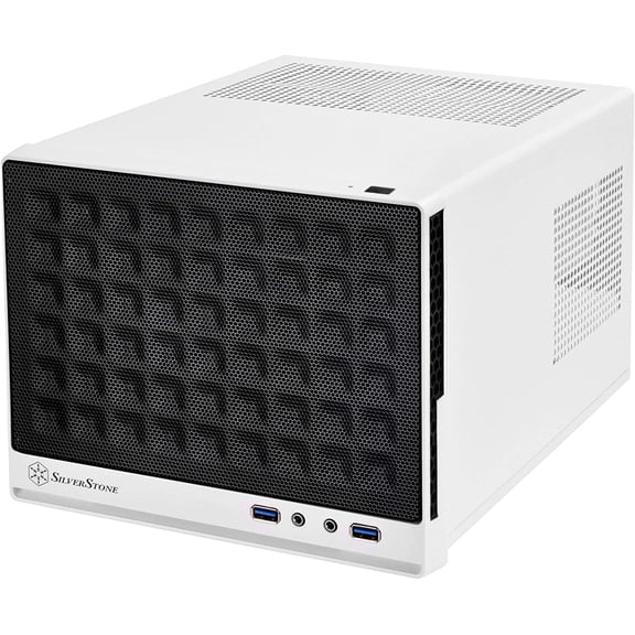 SilverStone Technology Ultra Compact Mini-ITX Computer Case with Mesh Front Panel White & Black (SST-SG13WB-USA)