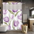 thumbnail image 5 of Spring Flowers No Hooks Shower Curtain with Snap-in Liner Purple Tulip Flower Shower Curtains for Bathroom, Waterproof, Easy Install, Washable 48"x72", 5 of 9