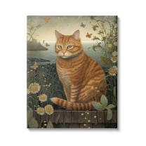 Stupell Industries Orange Cat by Pond Animals & Insects Painting Gallery Wrapped Canvas Print Wall Art, 24 x 30