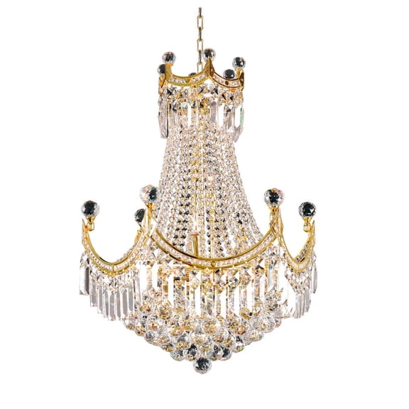 Artistry Lighting Corona Collection 24"x32" Gold 18-Light Hanging Crystal Chandelier