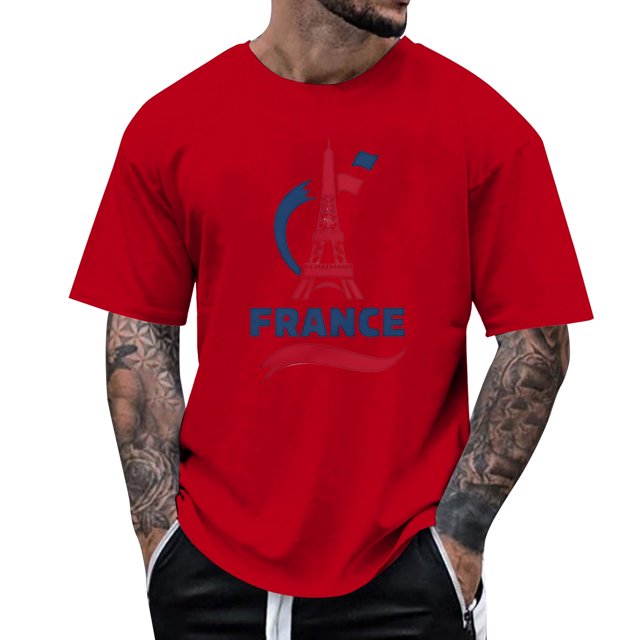 Playeras De Bambu Para Hombre, Camiseta De Manga Corta Con Cuello Redondo Y Estampado De Moda Francesa 2024 Para Hombre