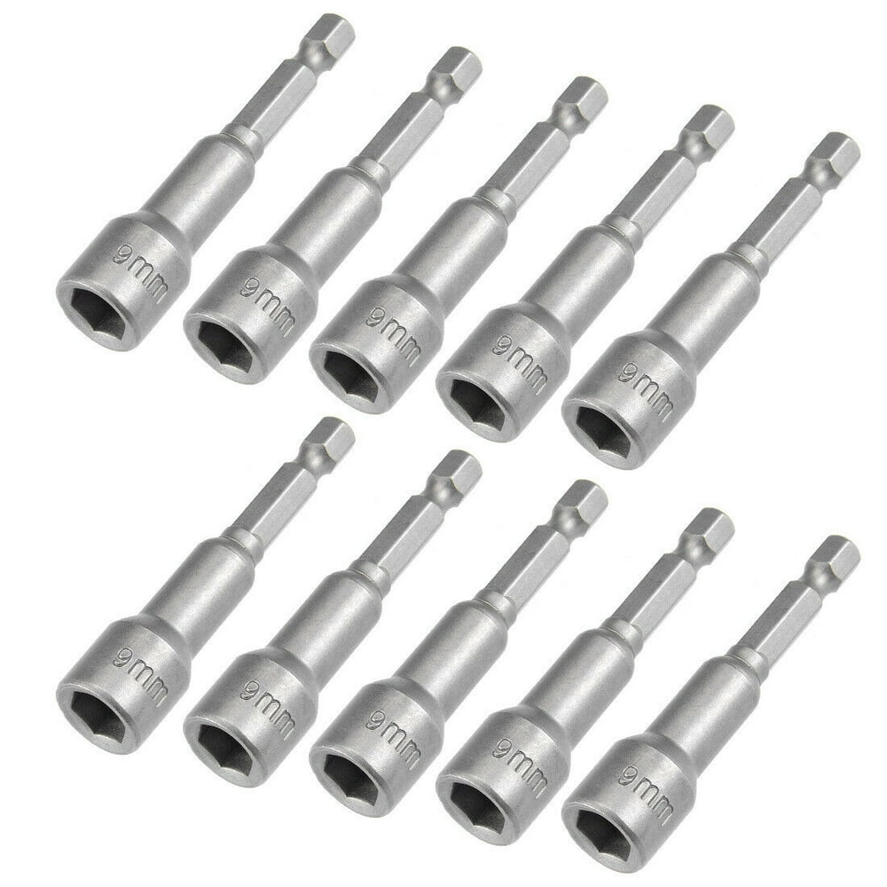 10Pcs 1/4" Shank Quick Release CrV 9mm Metric Hex Nut Driver Setter,2.