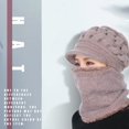 thumbnail image 3 of Viworld Womens Bib Beanie Hat Pom Bobble Scarf Mask Set Knitted Winter Warm Snow Ski Cap Khaki, 3 of 7