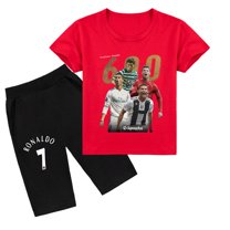 Boys & Girls' Cristiano Ronaldo Crew Neck Cotton Short Sleeve T-shirt and Shorts, A Stylish Choice