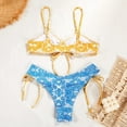 thumbnail image 2 of Pink Yellow Floral Bikini 2024 New Women Low Triangle Swimsuit Bathing Suit 2pieces Bikinis, 2 of 6
