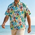 thumbnail image 4 of Yertdoel Hawaiian Shirt for Men Summer Funny Floral Printed Short Sleeve Loose Fit Button Down Beach Tops Outdoor Fashion Cozy Lightweight Casual Shirts, 4 of 5