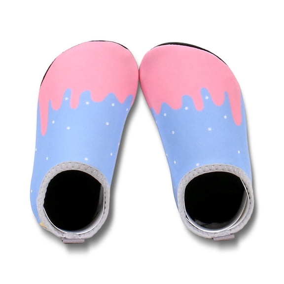 VeFlora Kids Water Shoes, Girls Cute Ice Cream Print Quick-Dry Swim Shoes, Non- Barefoot Aqua Socks for Beach, Pool, and Outdoor Activities(BU1/2-2.5Yeras)