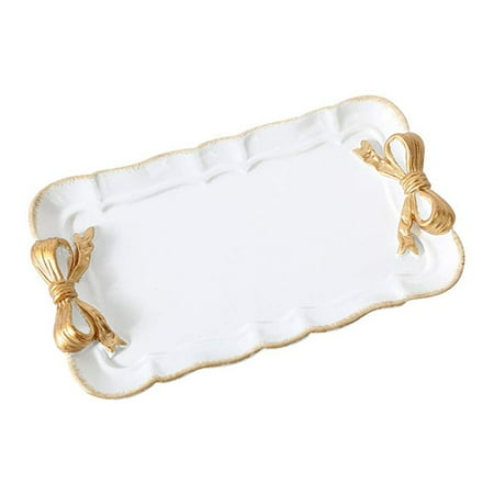 

Bow-knot Resin Rectangular Tray Dish Fruit Dish Tray Serving Decorative Platter Snack