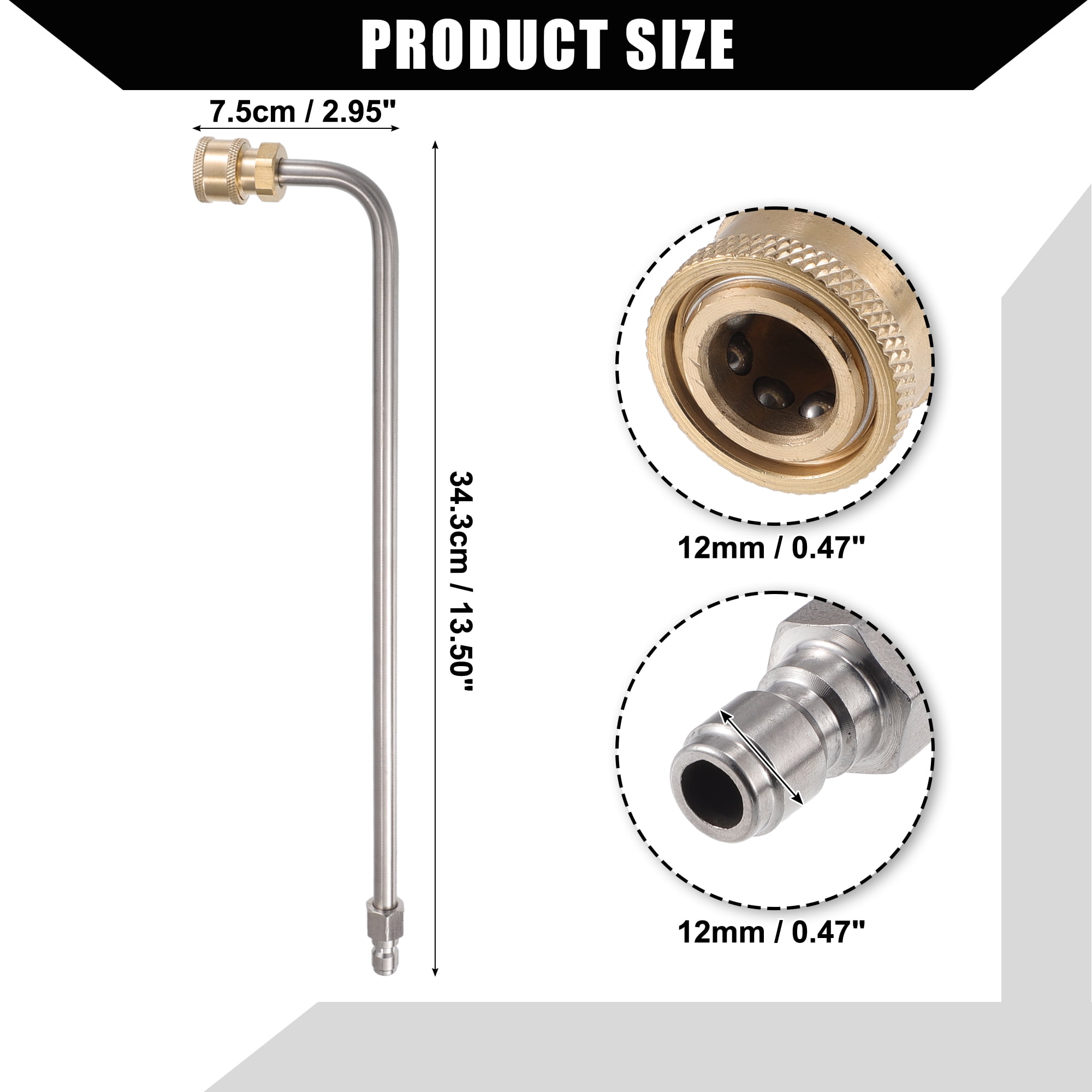 Unique Bargains Pressure Washer Extension Wand 90 Degree Brass Stainless Steel