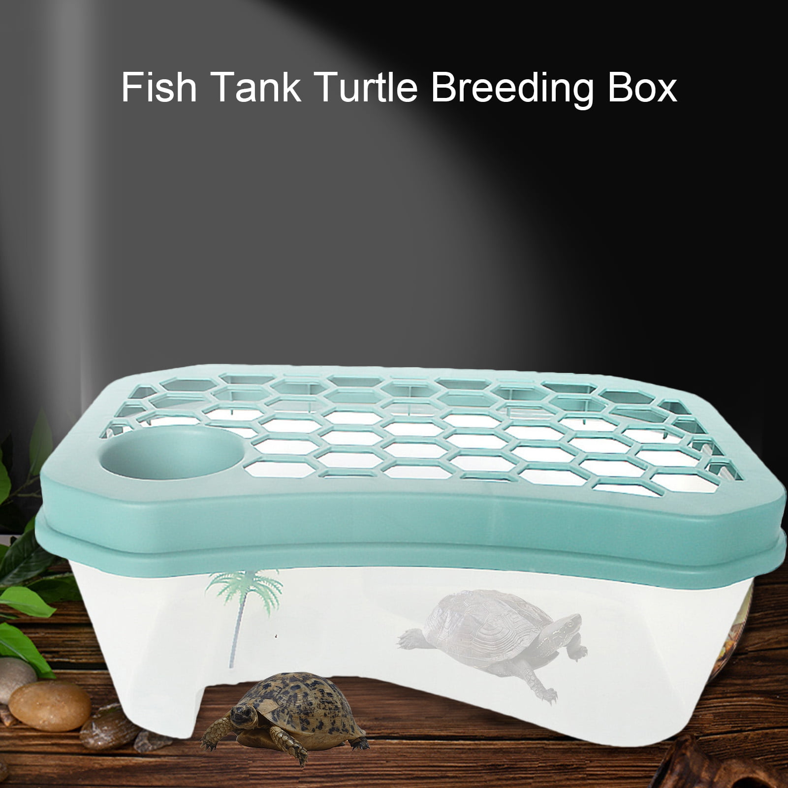 Bobasndm Turtle Tank with Lid, Plastic Turtles Fish Tank Habitat with Plant Platform, Turtle Aquarium with Lid, Basking Platform, Terrapin Lake to Prevent Climbing for Crawfish