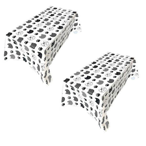 Suministros de Fiesta de Cumpleaños Suministros de Fiesta, Manteles Impresos Lindos, Manteles de Plástico Desechables para Gato, Manteles Rectangulares para Picnic